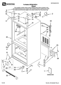 Cabinet Parts Diagram and Parts List for MFD2561HEQ14  Maytag Refrigerator