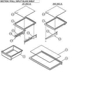 Glass Shelf Diagram and Parts List for 11171219615  Kenmore Refrigerator