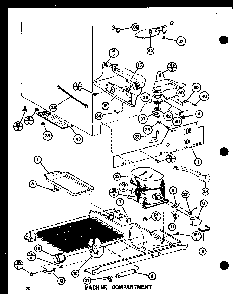 Machine Compartment Diagram and Parts List for SR19F1-G-P77000-8WG  Amana Refrigerator
