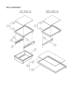 2 Full Glass Shelf Diagram and Parts List for 11160712911  Kenmore Refrigerator