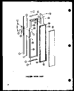 Freezer Door Assy Diagram and Parts List for SD19W-P60340-36W  Amana Refrigerator
