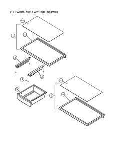 Full Width Shelf With Deli Drawer Diagram and Parts List for 11160512913  Kenmore Refrigerator