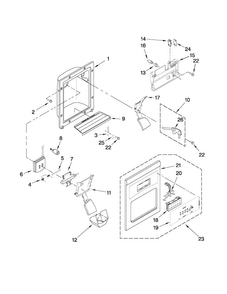 Dispenser Front Parts Diagram and Parts List for MSD2550VES02  Maytag Refrigerator