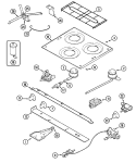MAIN TOP & BURNER ASSEMBLY Diagram and Parts List for  Magic Chef Range