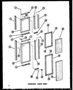 Freezer Door Assy Diagram and Parts List for SDI22W-C-P60340-74WC  Amana Refrigerator