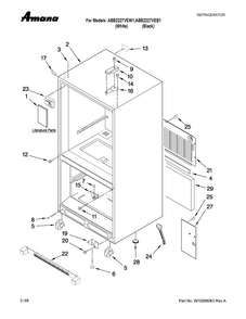 Cabinet Parts Diagram and Parts List for ABB2227VEW1  Amana Refrigerator