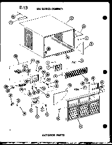 100 Series Compact Exterior Parts Diagram and Parts List for ES106-2HL P67231-23R Amana Air Conditioner