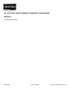 Cover Sheet Diagram and Parts List for 4KMER7600AW0  Maytag Range