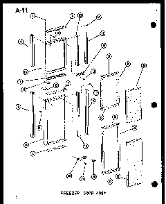 Freezer Door Assy Diagram and Parts List for SDI22W-P60350-32W  Amana Refrigerator