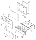 DOOR / DRAWER Diagram and Parts List for  Magic Chef Range