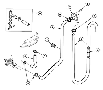 Drain Hoses Diagram and Parts List for  Speed Queen Washer