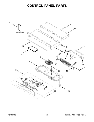 Control Panel Parts Diagram and Parts List for  Maytag Wall Oven