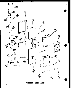 Freezer Door Assy Diagram and Parts List for SDI22W-P60350-32W  Amana Refrigerator