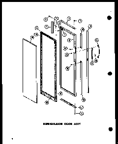 Refrigerator Door Assy Diagram and Parts List for ESR17N-A-P60350-52WA  Amana Refrigerator