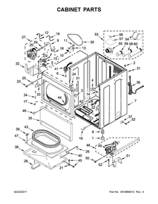 Cabinet Parts Diagram and Parts List for MDG20PDAWW0  Maytag Dryer