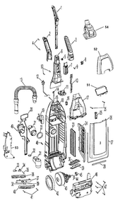 Main Body Diagram and Parts List for U6453-900  Hoover Upright Vacuum