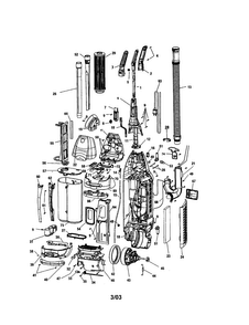 Cartridge Filter/cover, Motor Diagram and Parts List for U6632-900  Hoover Upright Vacuum