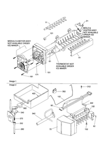 Ice Maker Assembly Diagram and Parts List for DRB1201AC-PDRB2101AC0  Amana Refrigerator