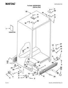 Cabinet Parts Diagram and Parts List for MSD2550VES02  Maytag Refrigerator