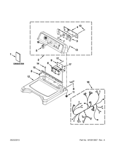 Top And Console Parts Diagram and Parts List for  Maytag Dryer