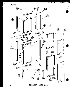 Freezer Door Assy Diagram and Parts List for SDI22E-L-P74870-6WL  Amana Refrigerator