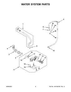 Water System Parts Diagram and Parts List for  Maytag Washer