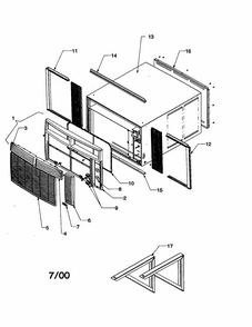 Outercase/curtains/front Assembly Diagram and Parts List for RE18090C2DR REV A Amana Air Conditioner