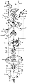 Motor Assembly Diagram and Parts List for U4121  Hoover Upright Vacuum