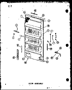 Door Assembly Diagram and Parts List for U23C-A P60345-73WA Amana Freezer