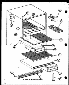 Interior Accessories (tm16j/p7739001w) Diagram and Parts List for TM20J-P7739008W  Amana Refrigerator