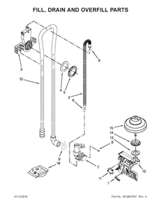 Fill, Drain And Overfill Parts Diagram and Parts List for  Maytag Dishwasher
