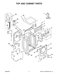 Top And Cabinet Parts Diagram and Parts List for  Maytag Washer