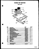 RANGE TOP SECTION Diagram and Parts List for QDU-858  Amana Range