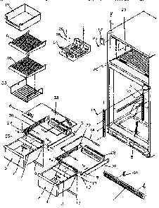 Cabinet Shelving Diagram and Parts List for  Amana Refrigerator