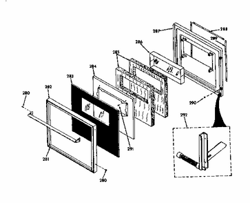 Lower Black Glass Door Diagram and Parts List for 8504277791  Kenmore Range