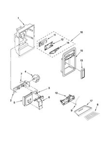 Dispenser Front Parts Diagram and Parts List for MSD2576VEM01  Maytag Refrigerator