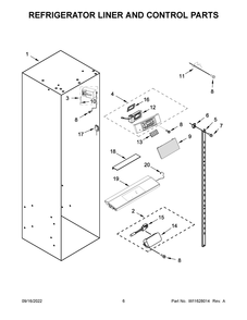 Refrigerator Liner And Control Parts Diagram and Parts List for  Jenn-Air Refrigerator