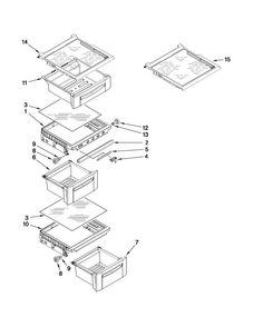 Refrigerator Shelf Parts Diagram and Parts List for MSD2578VEM01  Maytag Refrigerator