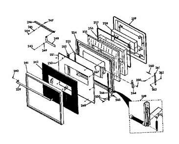 Upper Black Glass Door Diagram and Parts List for 8504277791  Kenmore Range