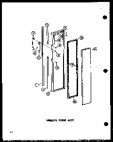 Freezer Door Assy Diagram and Parts List for ESR17N-A-P60350-52WA  Amana Refrigerator