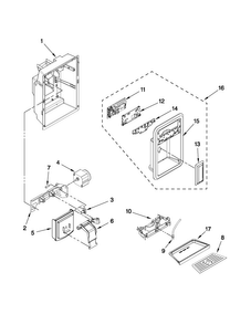 Dispenser Front Parts Diagram and Parts List for MSD2578VEM01  Maytag Refrigerator