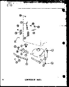 Compressor  Parts Diagram and Parts List for U23C-A P60345-73WA Amana Freezer