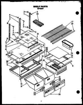 07 - Shelf Parts Diagram and Parts List for GFS207 MN02 Amana Refrigerator