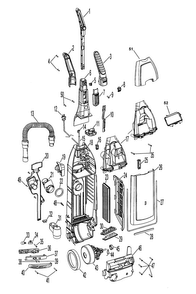 Motor, Handle, Hose, Outerbag Diagram and Parts List for U6476-900  Hoover Upright Vacuum