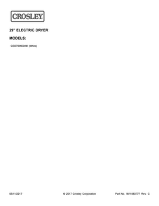 Cover Sheet Diagram and Parts List for  Crosley Dryer