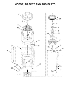Motor, Basket And Tub Parts Diagram and Parts List for  Maytag Washer