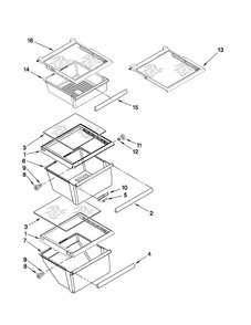 Refrigerator Shelf Parts Diagram and Parts List for MSD2574VEM11  Maytag Refrigerator