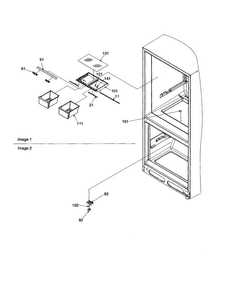 Crisper Assy And Freezer Control Diagram and Parts List for BRD18V1E-P1326501WB  Amana Refrigerator