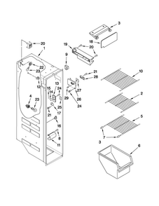Freezer Liner Parts Diagram and Parts List for MSD2550VES02  Maytag Refrigerator