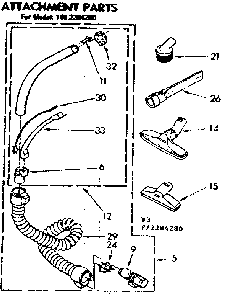 Attachment Parts Diagram and Parts List for 1162284280  Kenmore Canister Vacuum